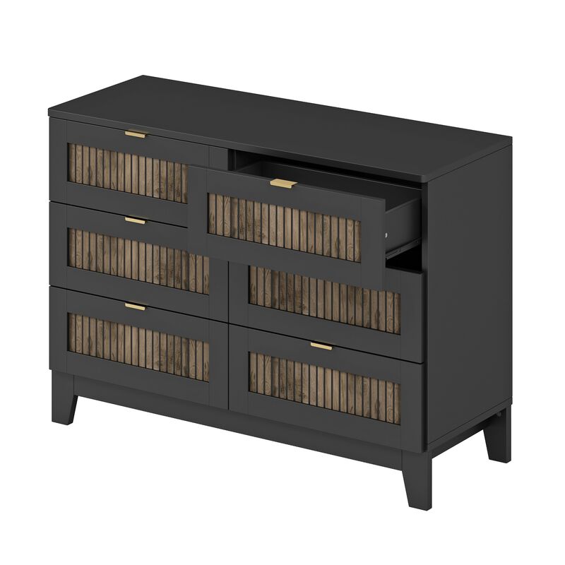 Merax Farmhouse Style Wooden Dresser with 6 Drawers
