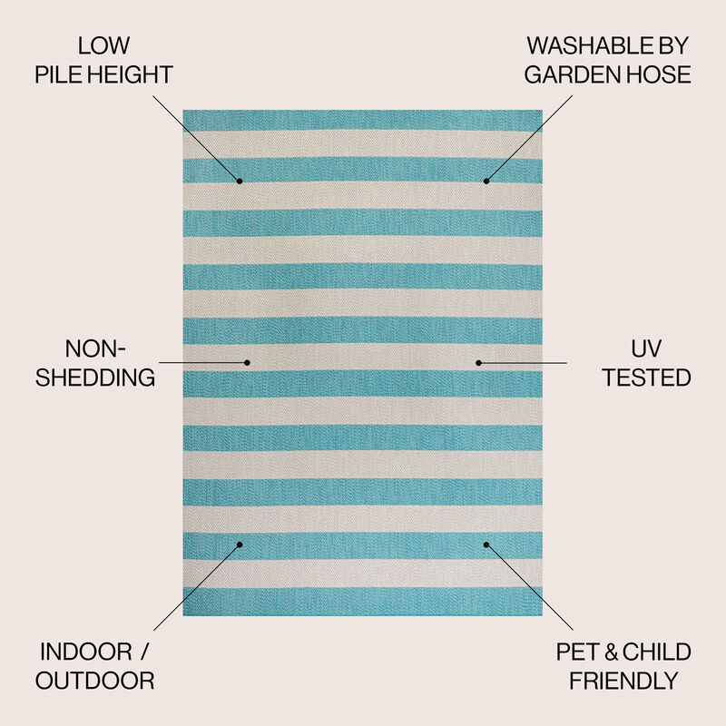 Negril Two Tone Wide Stripe Indoor/Outdoor Area Rug