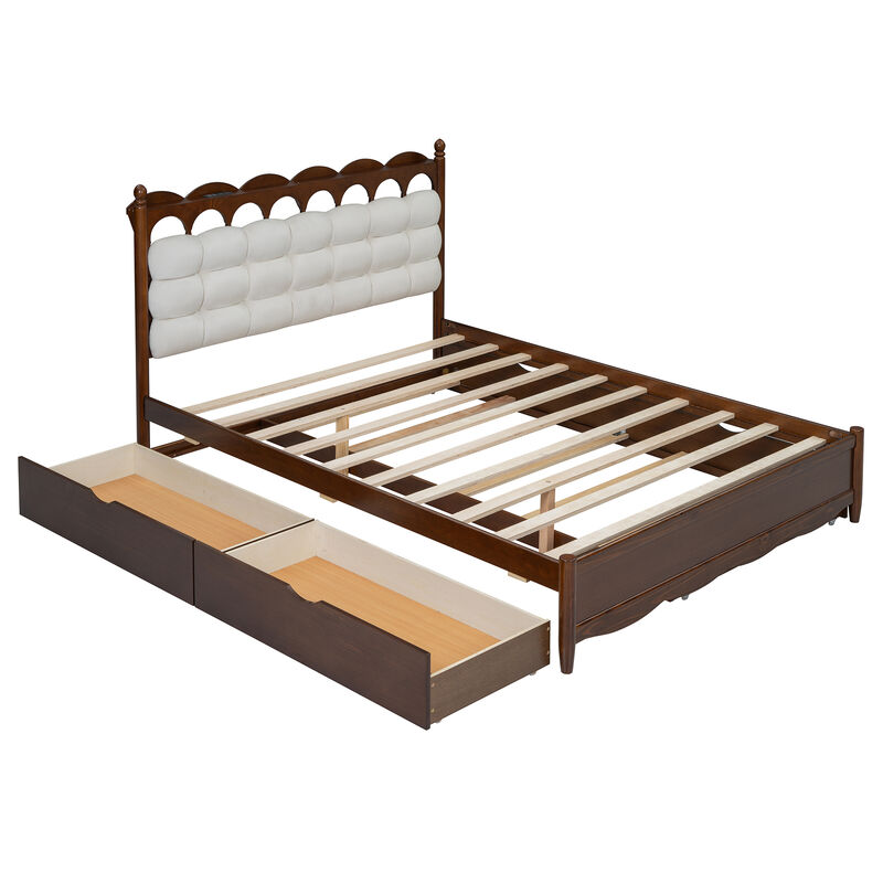 Merax Wooden Platform Bed with 2 Drawers and 1 Trundle