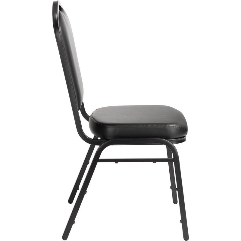 NPS® 9300 Series Deluxe Vinyl Upholstered Stack Chair, Midnight Blue Seat/Silvervein Frame