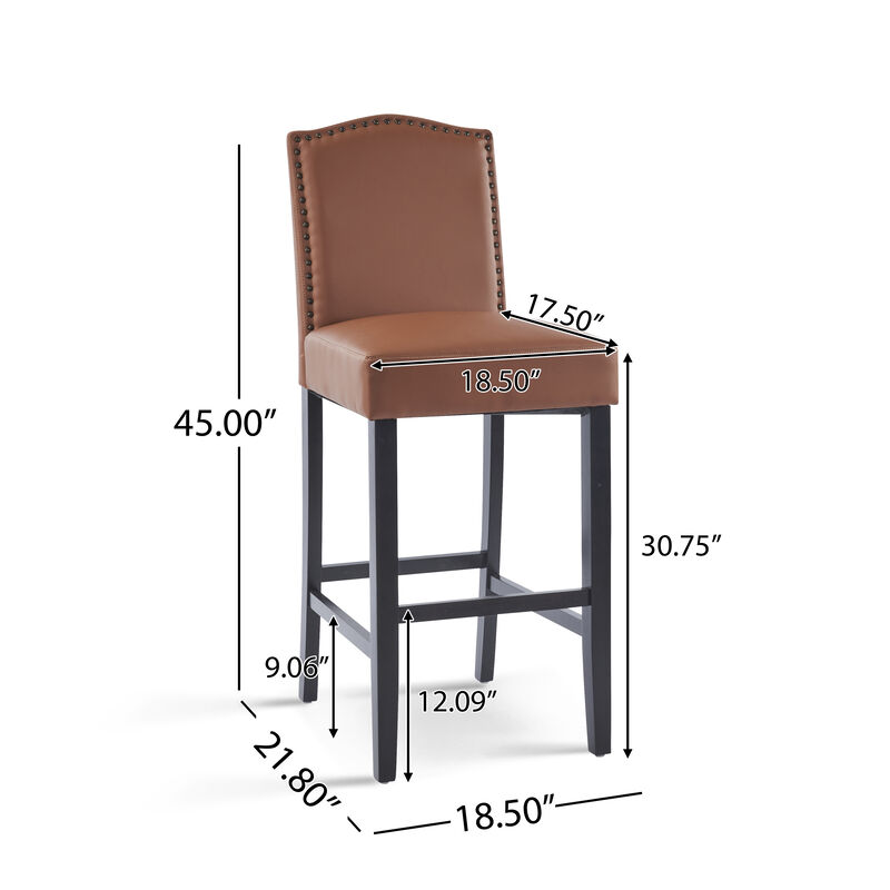 Merax Counter Height Upholstered Bar Stools 2PCS