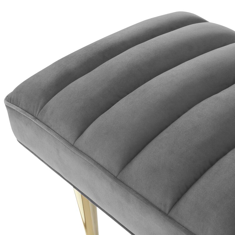 Nicole Miller Brentley Velvet Channel Tufted Bench