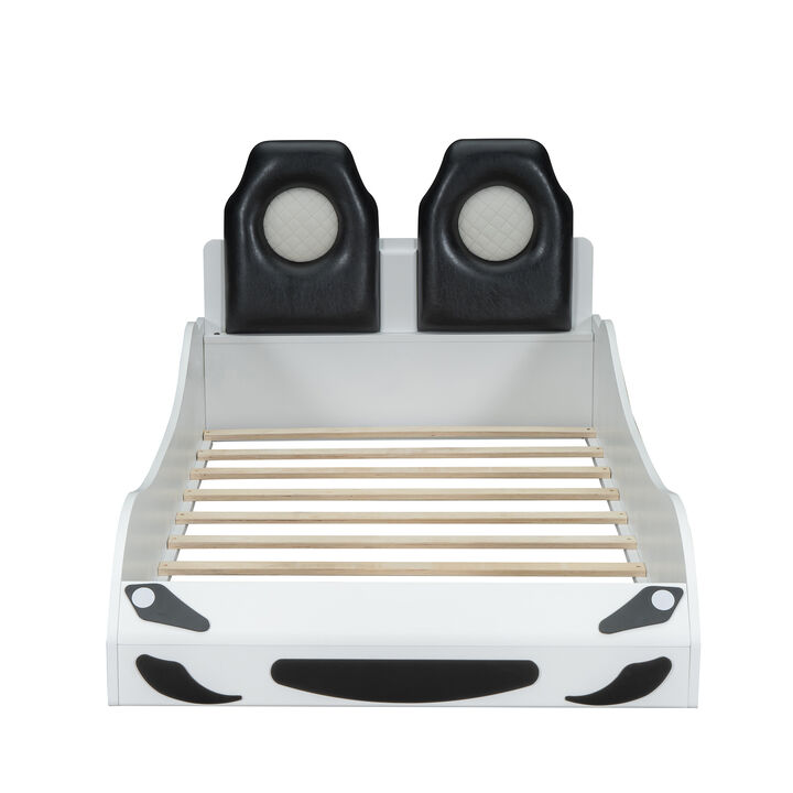 Merax Race Car-Shaped Platform Bed with LED Merax Race Car-Shaped Platform Bed with LED