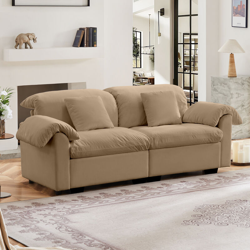 Merax Velvet Loveseat Sofa with Hidden Storage