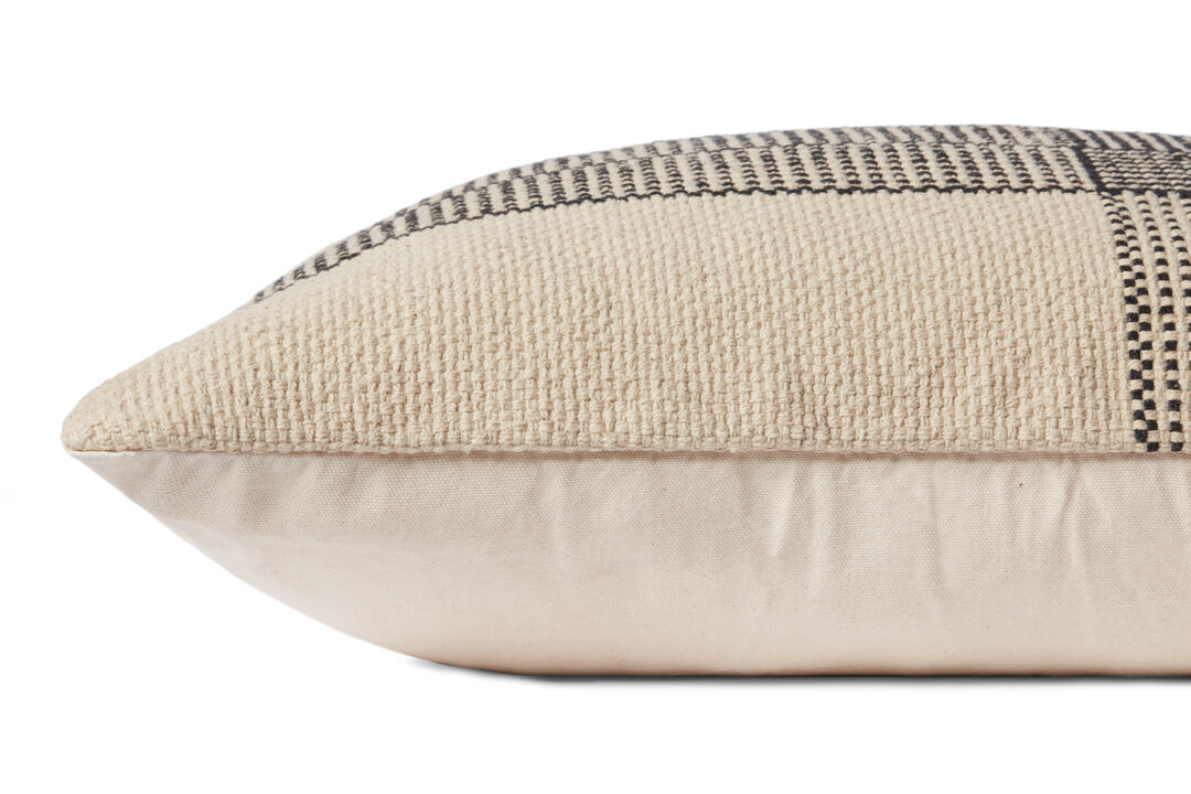 Wells PMH0041 Beige/Charcoal 22''x22'' Cover Only by Magnolia Home by Joanna Gaines x Loloi
