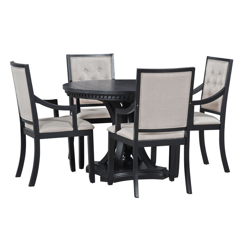Merax Retro 5-piece Dining Round Table Set