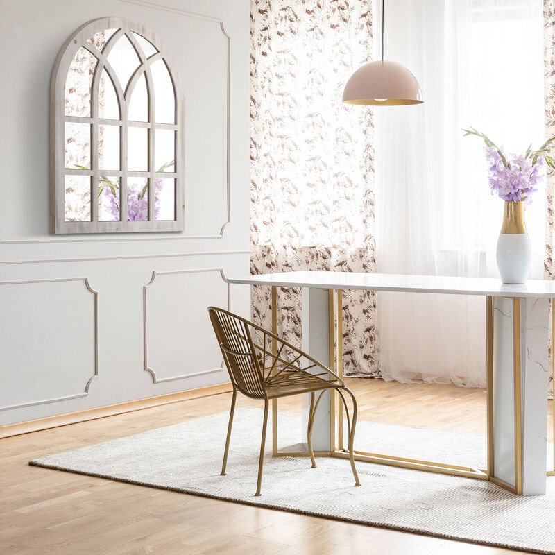 Natural Frame Decor: 41x31.5" Rustic Arch Window Wall Mirror