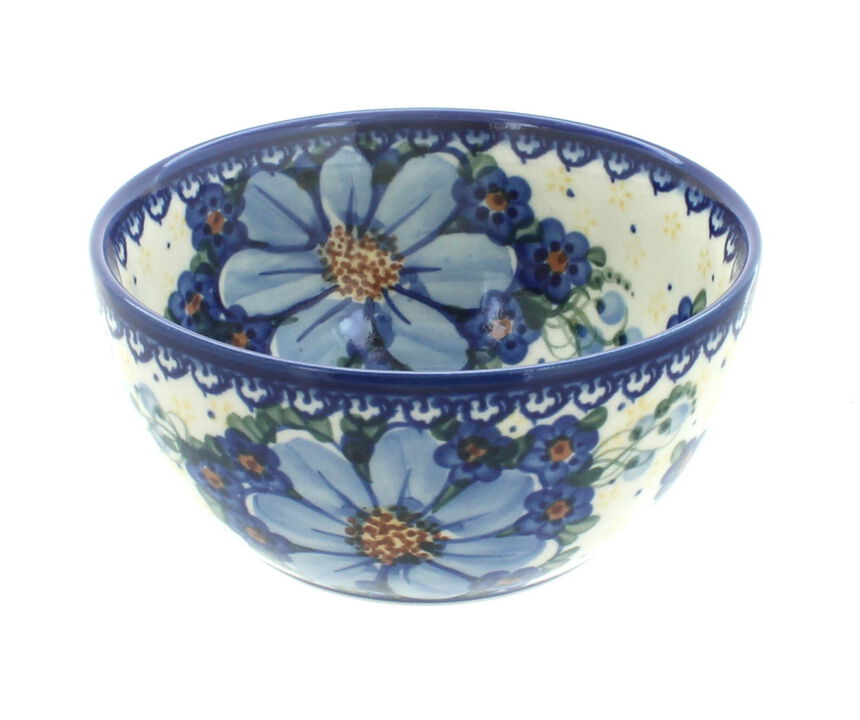 Blue Rose Polish Pottery Aztec Flower Dessert Bowl