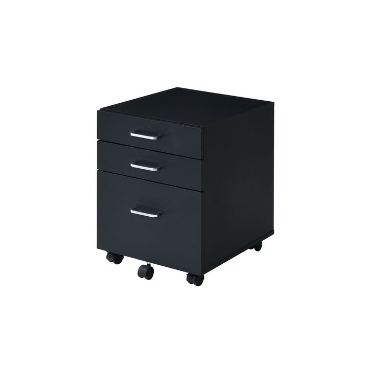 ACME Tennos Cabinet, Black & Chrome Finish