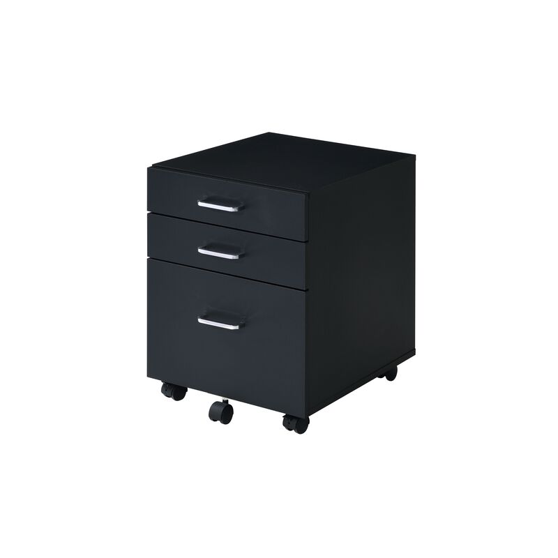 ACME Tennos Cabinet, Black & Chrome Finish