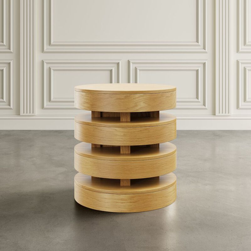 Jofran Brix Mid-Century Modern Floating Sculpture Layered Round End Table