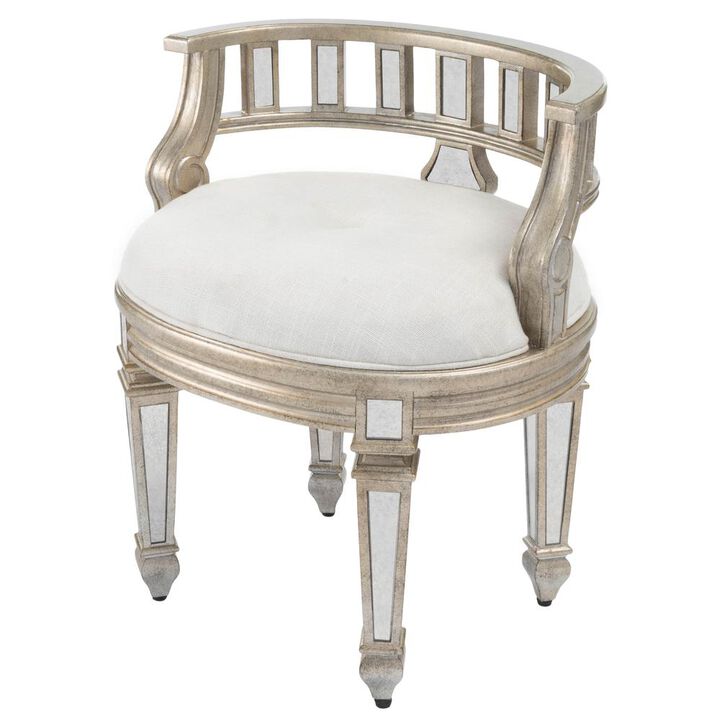 Butler Specialty Company Rebecca Mirrored 21W Vanity Stool, Silver