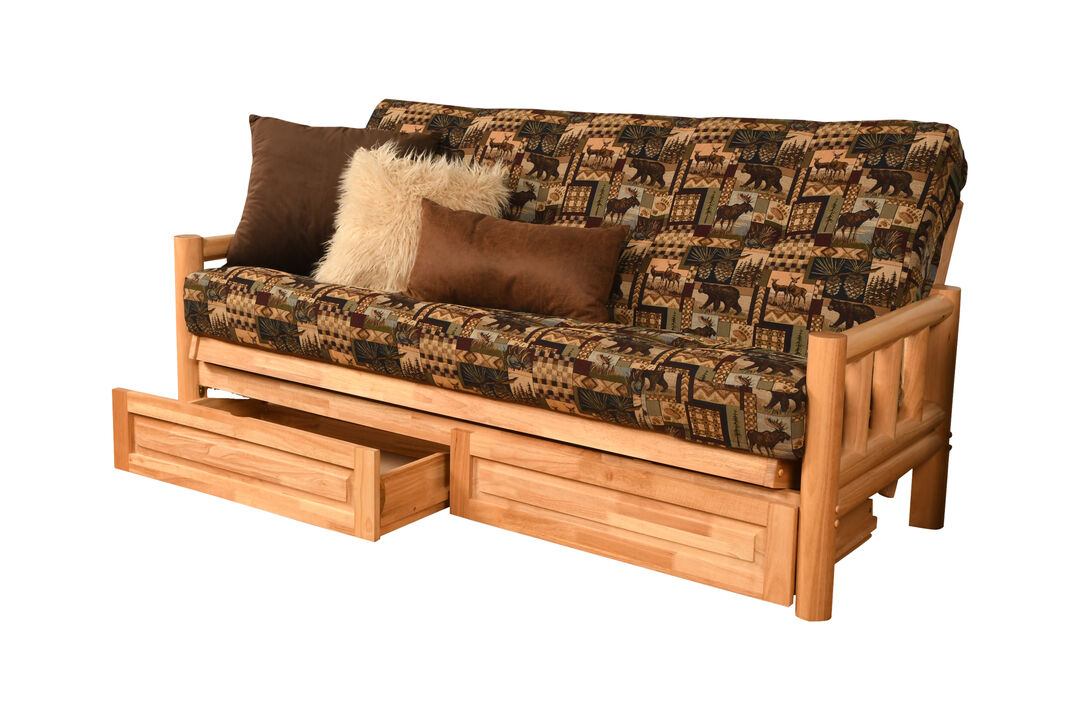 Lodge Futon with Storage Drawers and Canadian Print Mattress