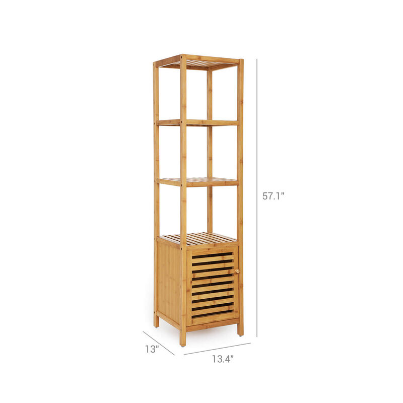 Functional 4-Tier Bamboo Floor Cabinet for Bathroom Storage