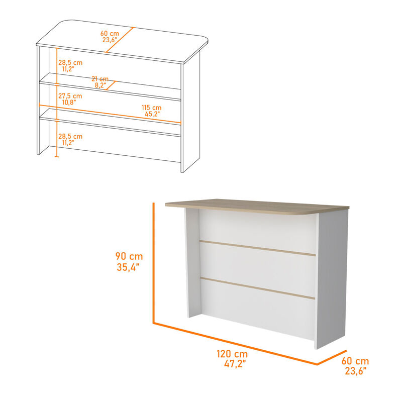 Streamdale Capwell 3-Tier Shelf Kitchen Island White And Light Pine