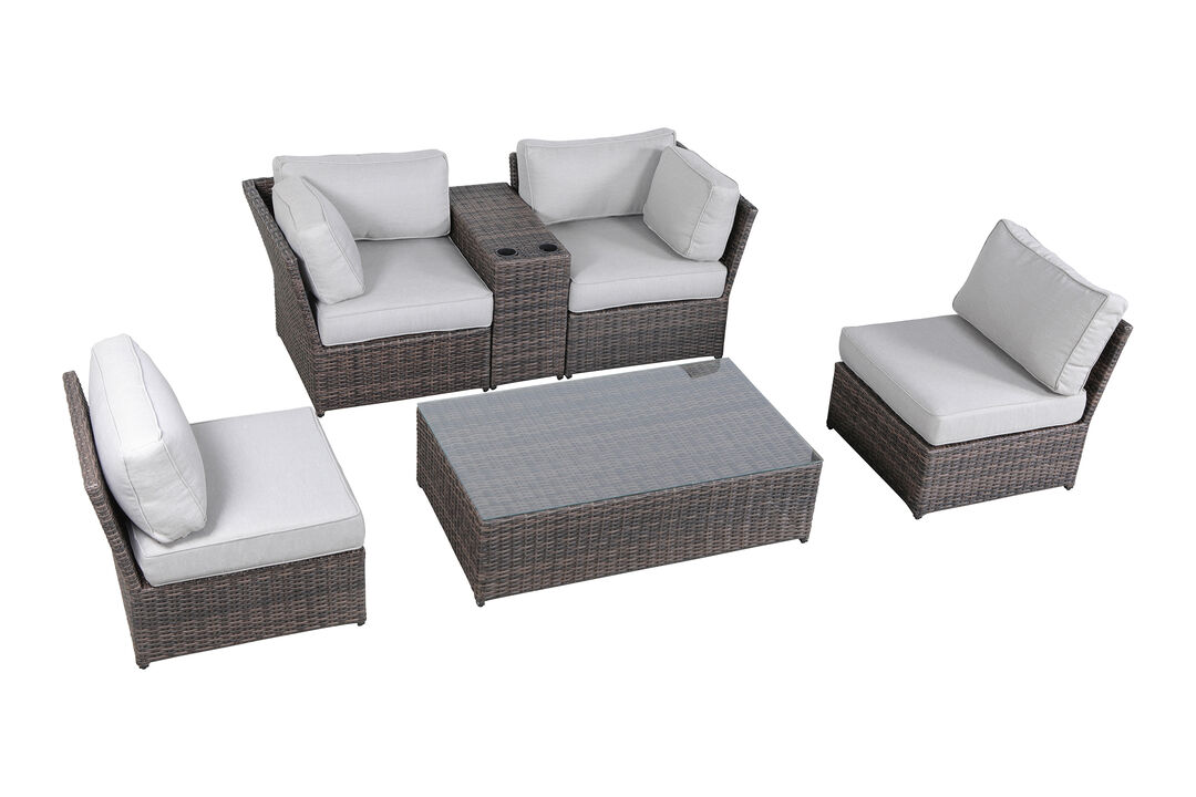Living Source International Rattan Wicker Fully Assembled 4 - Person Seating Group with Cushions New (Brown)
