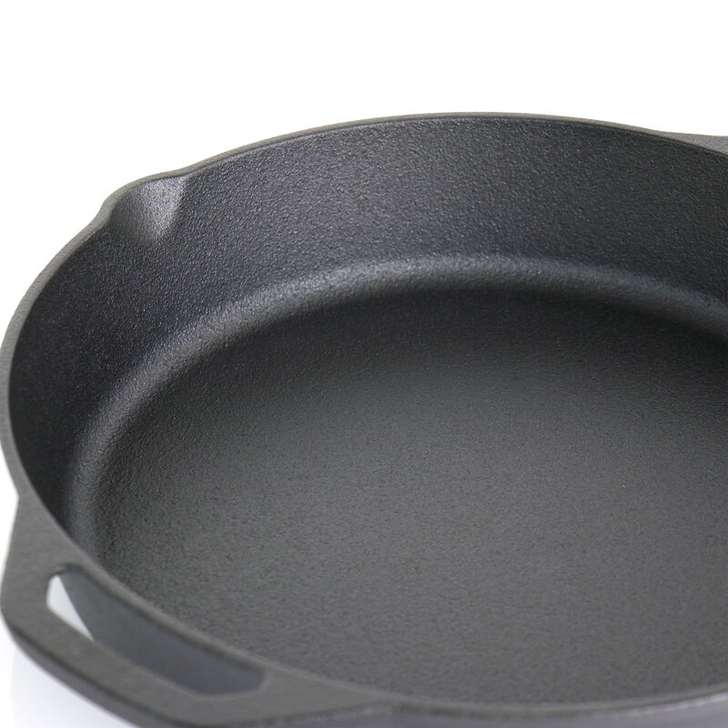 MegaChef Pre-Seasoned 9 Piece Cast Iron Skillet Set with Lids and Red Silicone Holder