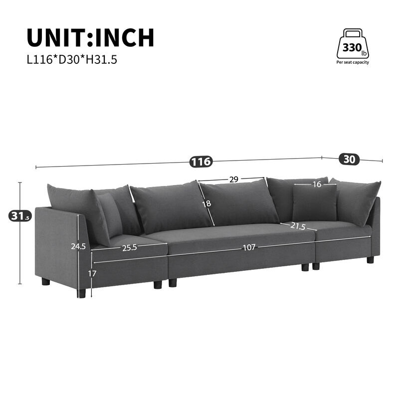 Merax Modern 4 Seats Chenille Sectional Sofa