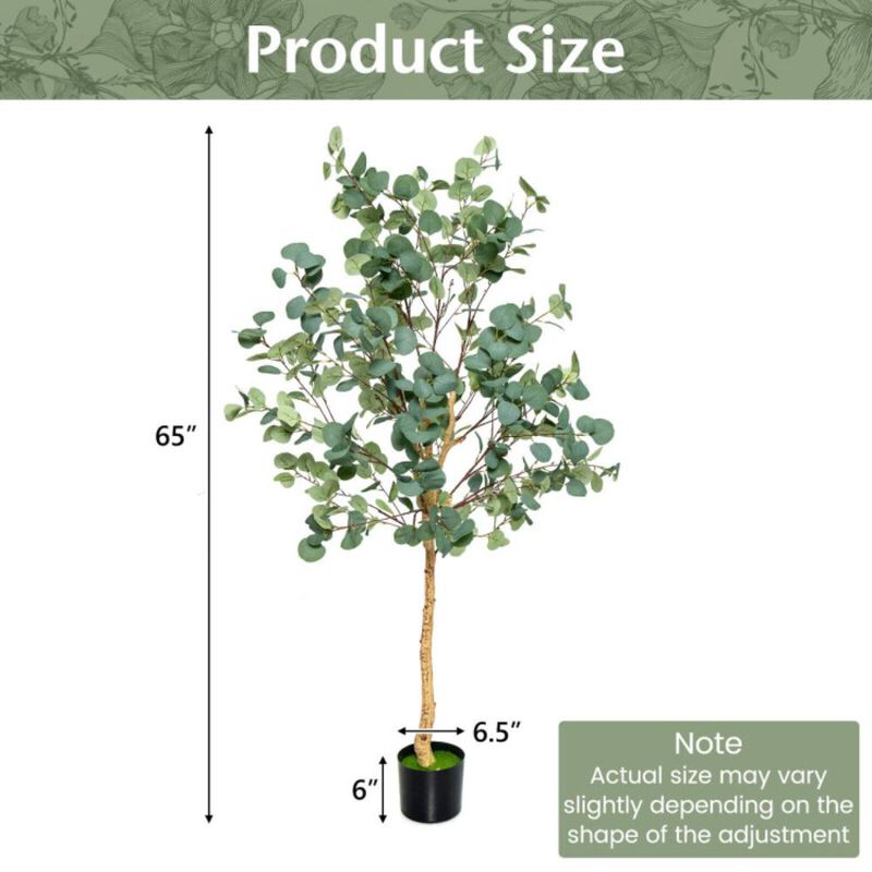 Hivvago 5.5 Feet Artificial Eucalyptus Tree with 517 Silver Dollar Leaves