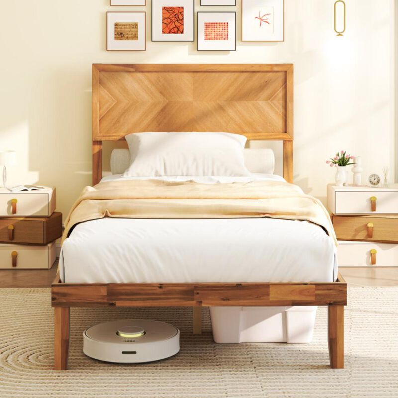 Bed Frame with Headboard and Storage Space for Practical and Stylish Bedroom Organization