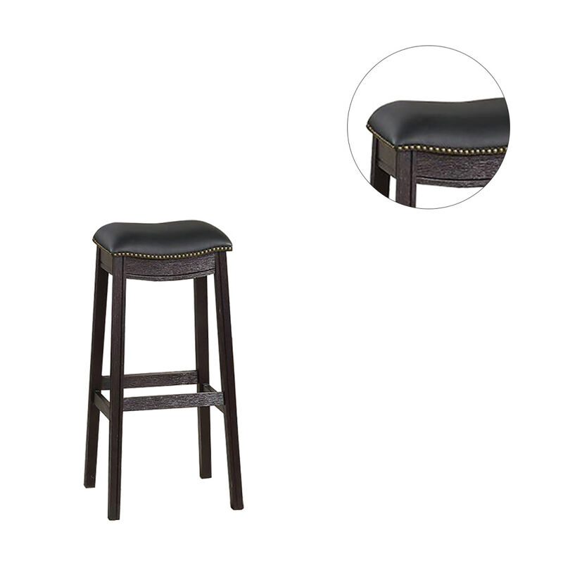 Black PU Upholstery Barstool, Set Of 2