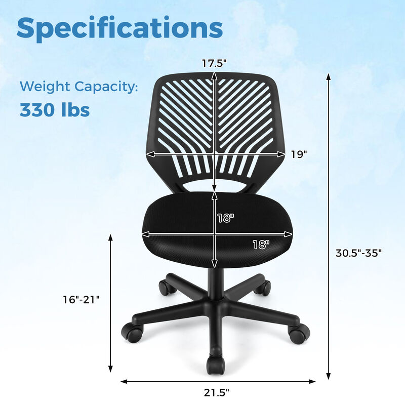 Height-adjustable Ergonomic Kids Desk Chair with Universal Casters