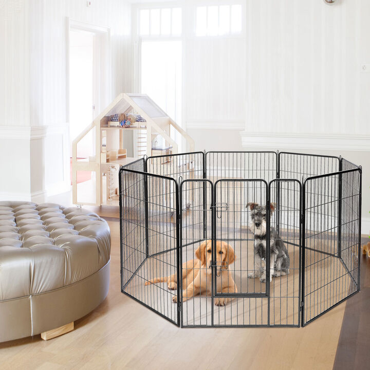 8-Panel Heavy Duty Pet Playpen Dog Fence with Door for Outdoor and Indoor Use