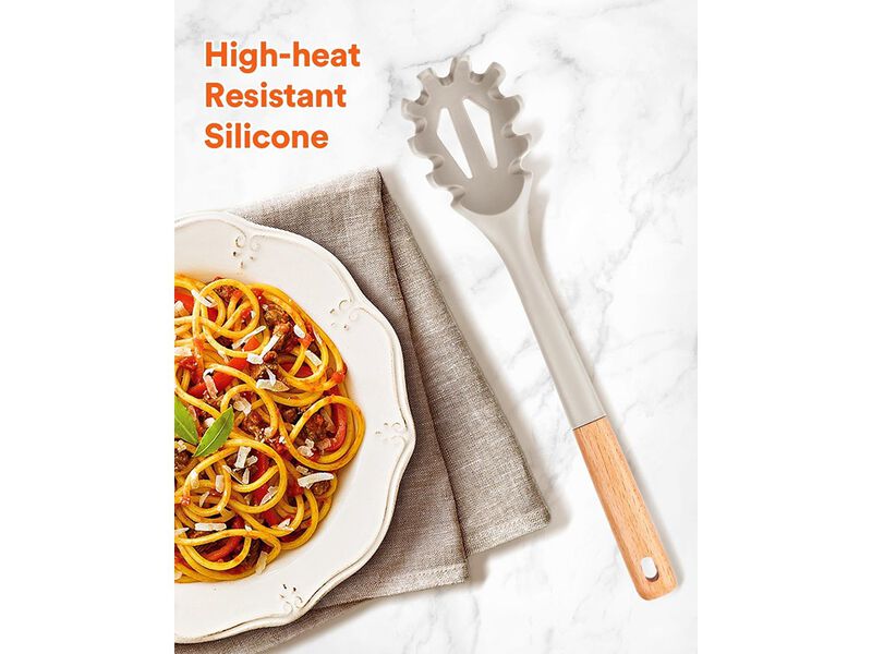 Badiano Silicone Pasta Fork, Kitchen Heat Resistant Noodle Spoon Server