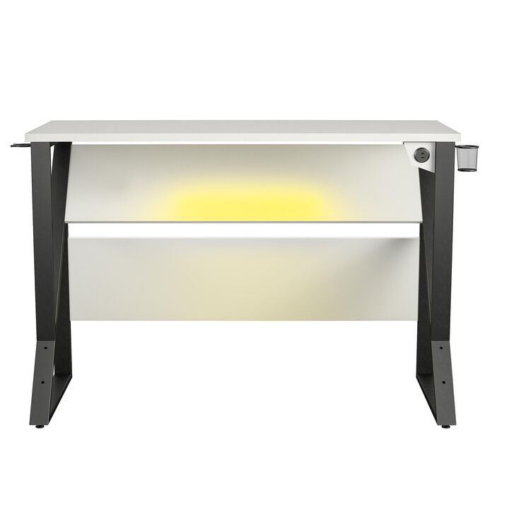 Ntense Genesis Adjustable Gaming Desk, White