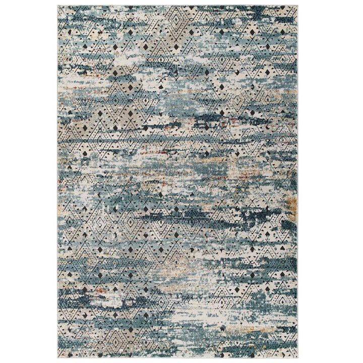 Tribute Eisley Rustic Distressed Transitional Diamond Lattice 5x8 Area Rug - Multicolored