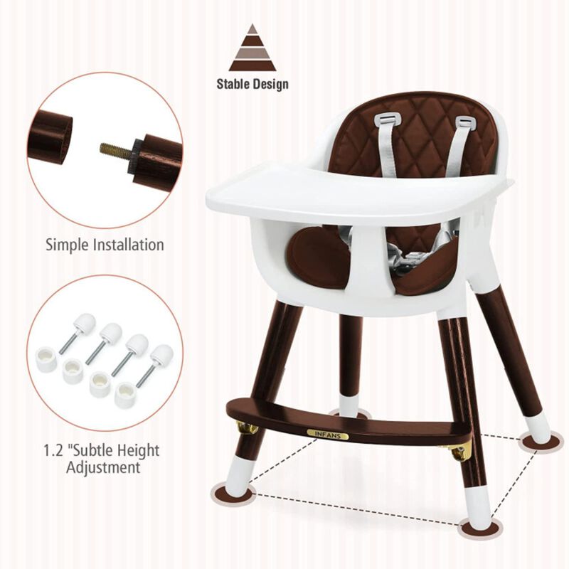 Hivvago 3-In-1 Adjustable Baby High Chair with Soft Seat Cushion for Toddlers