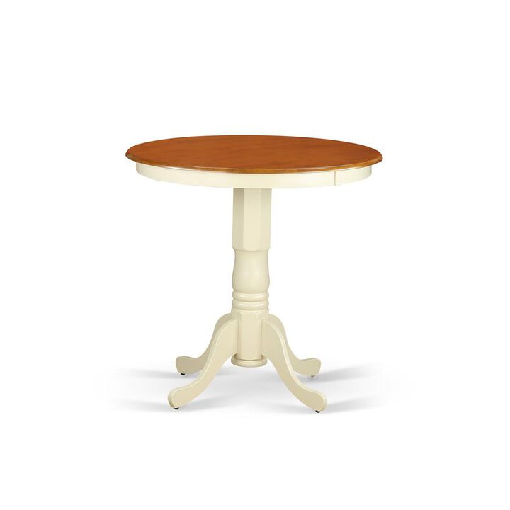 East West Furniture Jackson  Counter  Height  Table  in  Buttemilk  and  Cherry  Finish