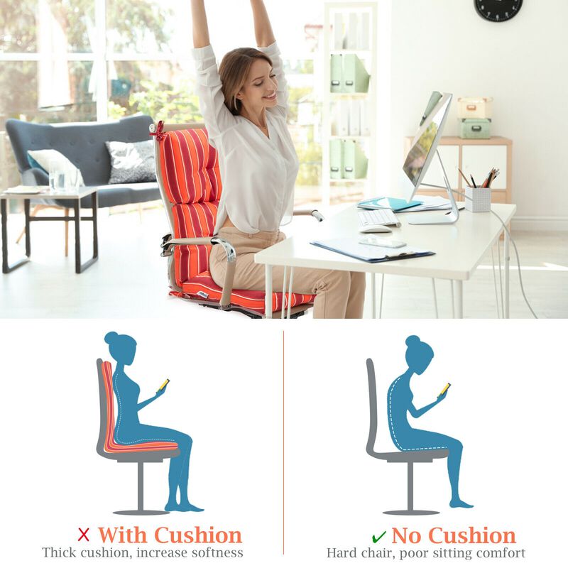 Tufted Patio High Back Chair Cushion with Non-Slip String Ties