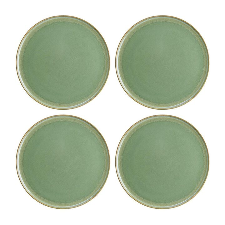 Sage dia.8.75" Round Green Porcelain Plate (Set of 4)