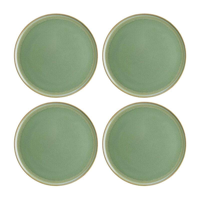 Sage dia.8.75" Round Green Porcelain Plate (Set of 4)