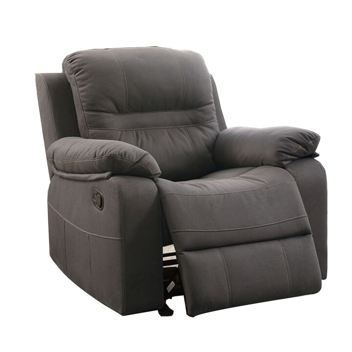 Leatherette Rocker Recliner In Gray-Benzara