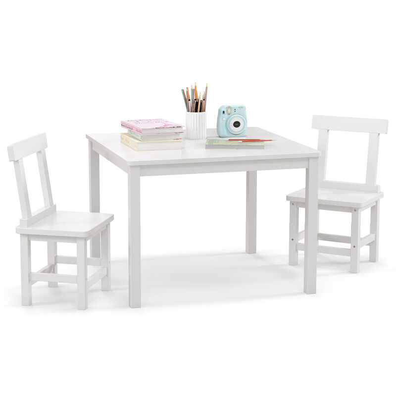 Wooden Kids Table and 2 Chairs Set with Anti-slip Foot Pads