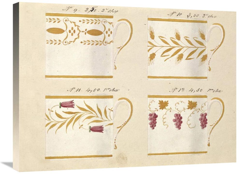 Quatre tasses, modles: 9,10,11 et 12, ca. 1800-1820-Canvas Art-32x24