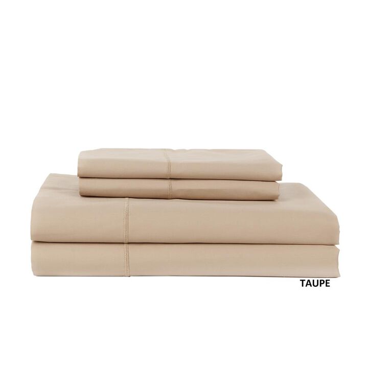 Hotel Concepts 500 Thread Count Sateen Sheet - 4 Piece Set - King, Taupe