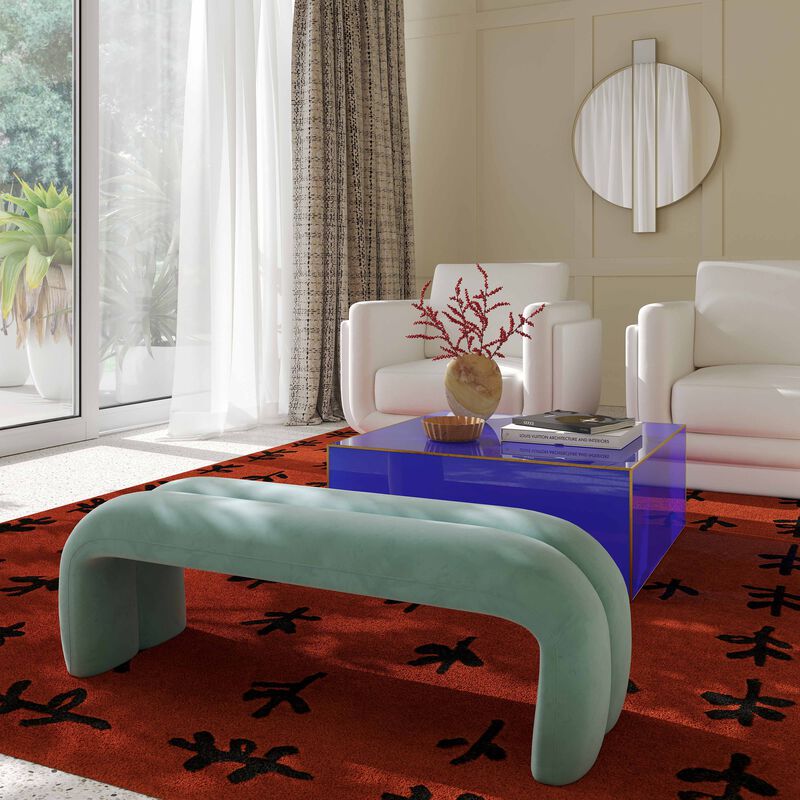 Leigh Cream Velvet Channeled Bench