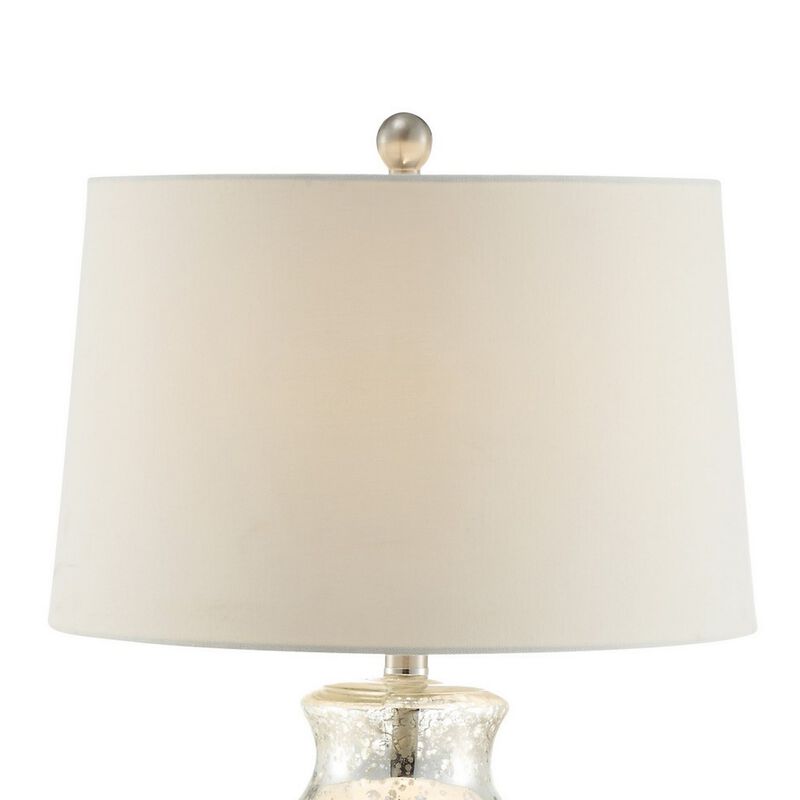30 Inch Table Lamp with Diamond Textured Base, Set of 2, Glass, Clear-Benzara