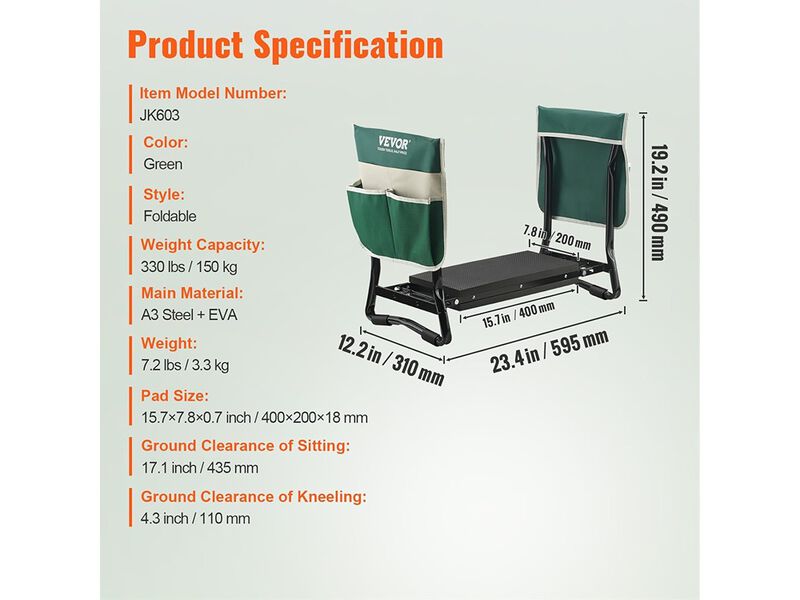 VEVOR Folding Garden Kneeler and Seat Heavy Duty
