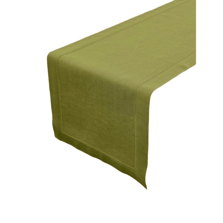 Solino Home 100% Pure Linen Table Runner | Classic Hemstitch for Thanksgiving, Christmas