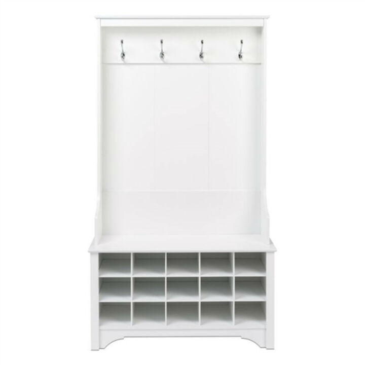 Hall Tree Coat Rack with Shoe Cubbie Storage for Entryway Organization