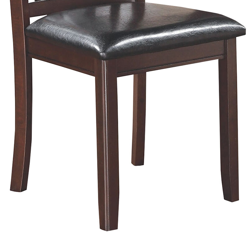 Contemporary Armless Dining Side Chair, Espresso Brown & Black, Set of 2-Benzara