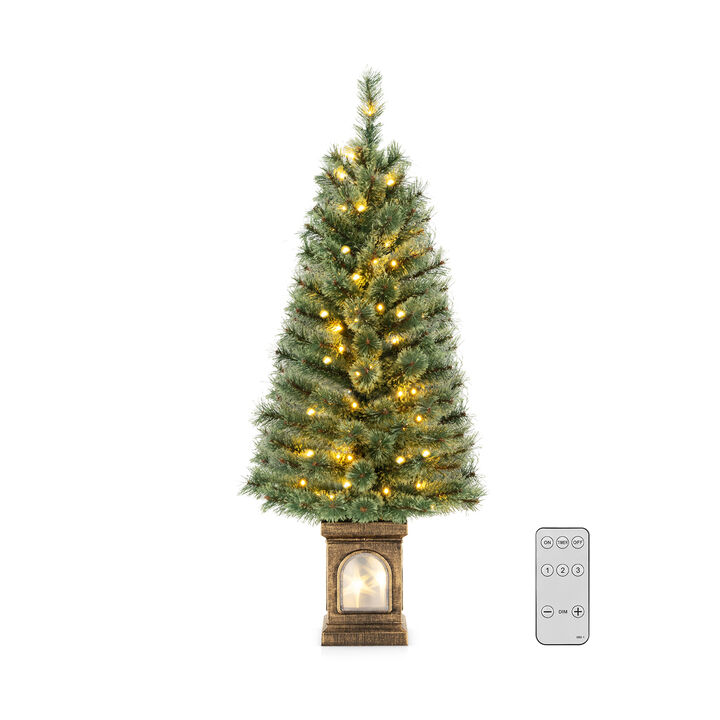 Pre-Lit Potted Christmas Tree with Pine Needles for Festive and Compact Holiday Decor