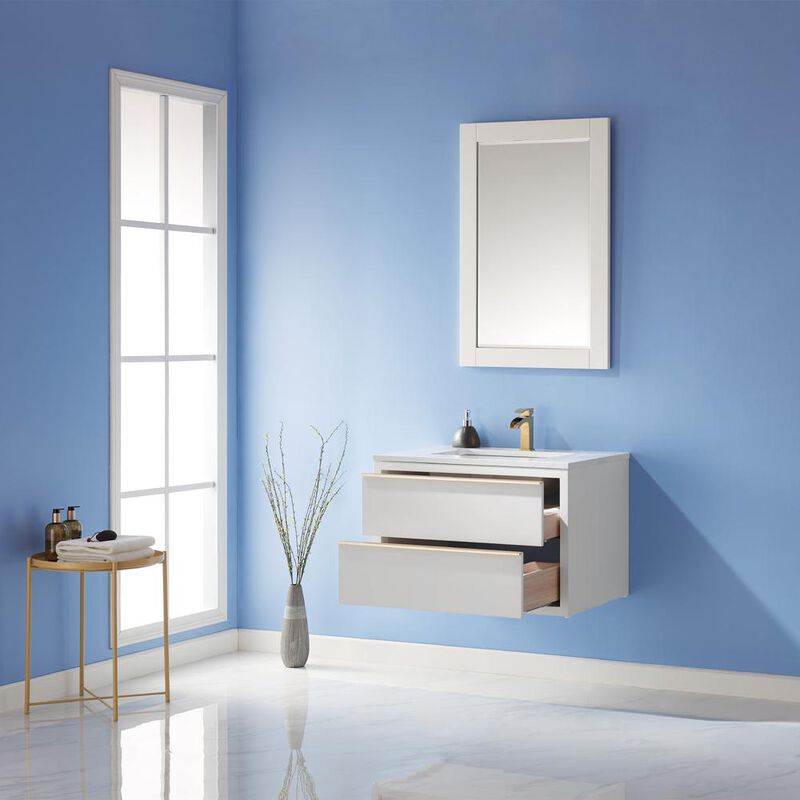 Altair 30 Single Bathroom Vanity Set in White with Mirror
