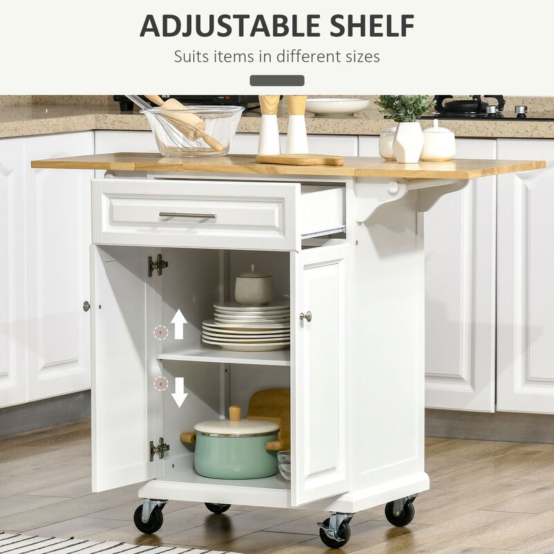 Versatile Kitchen Aid: Island Cart with Extended Counter and Storage