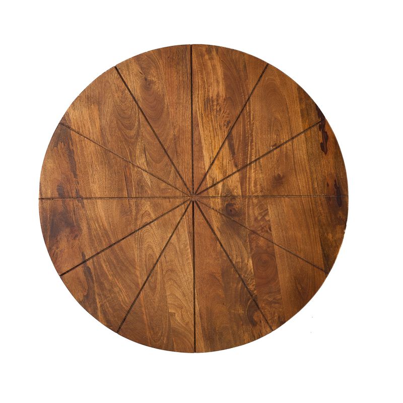 Coffee Table, 36 Inch, Round Mango Wood Top, Iron Curved Legs, Brown - Benzara