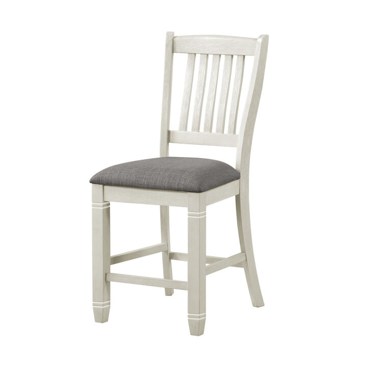 2 Antique White Finish Wood Counter Height Chairs